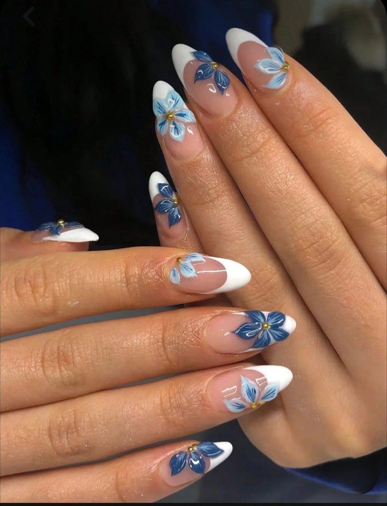 Mix & Match Blue 3D Floral Abstract Gel Nails
