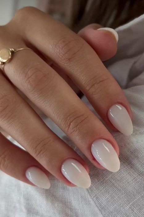 Milky White Gel Nails