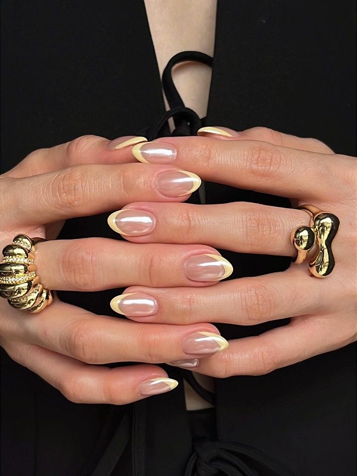 Yellow French Tips With Glazed Base