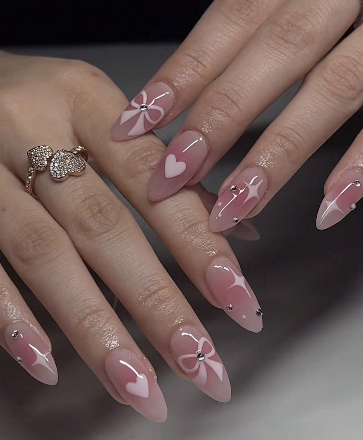 Bridgerton Coquette Pink Bow French Tips