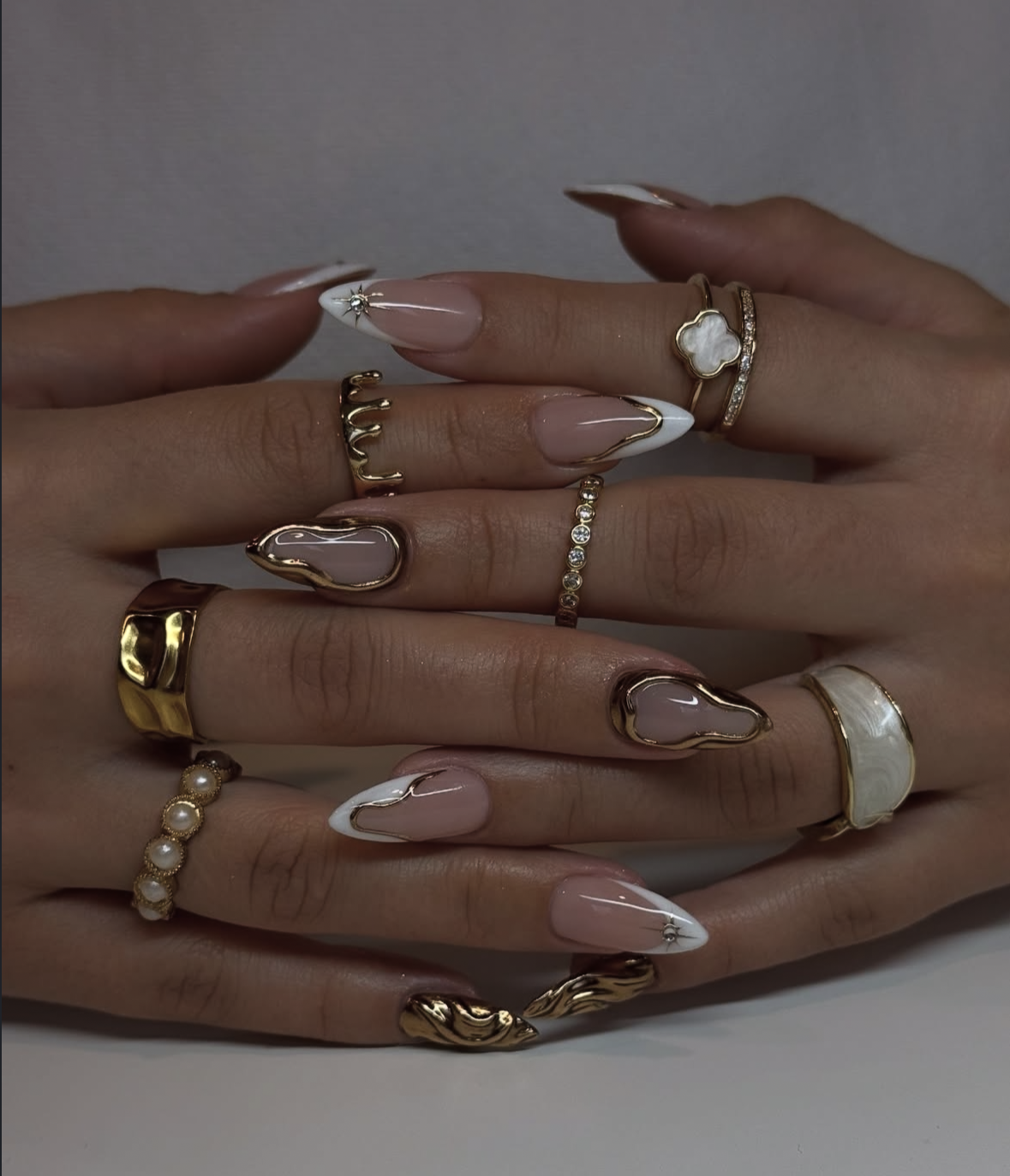 Bronze Gold Aesthetic French Nails