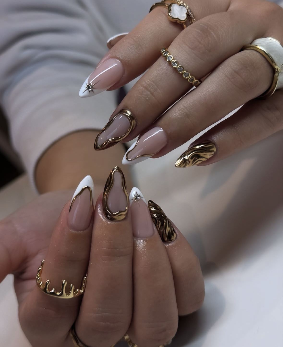 Bronze Gold Aesthetic French Nails