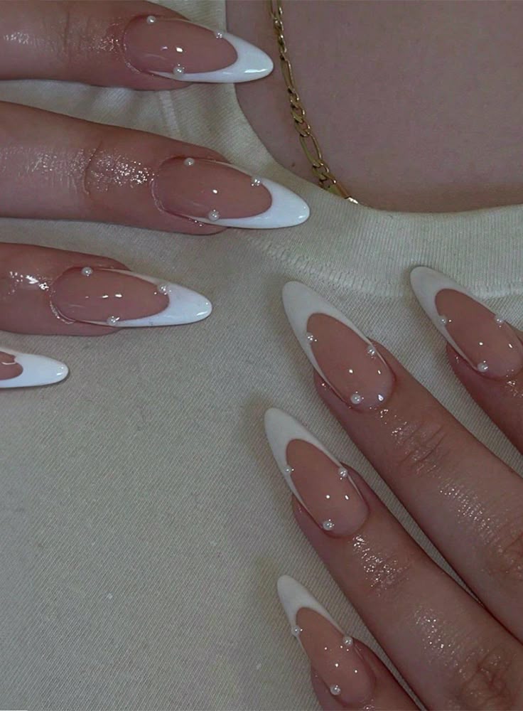 Nude Pearl French Nail Tips