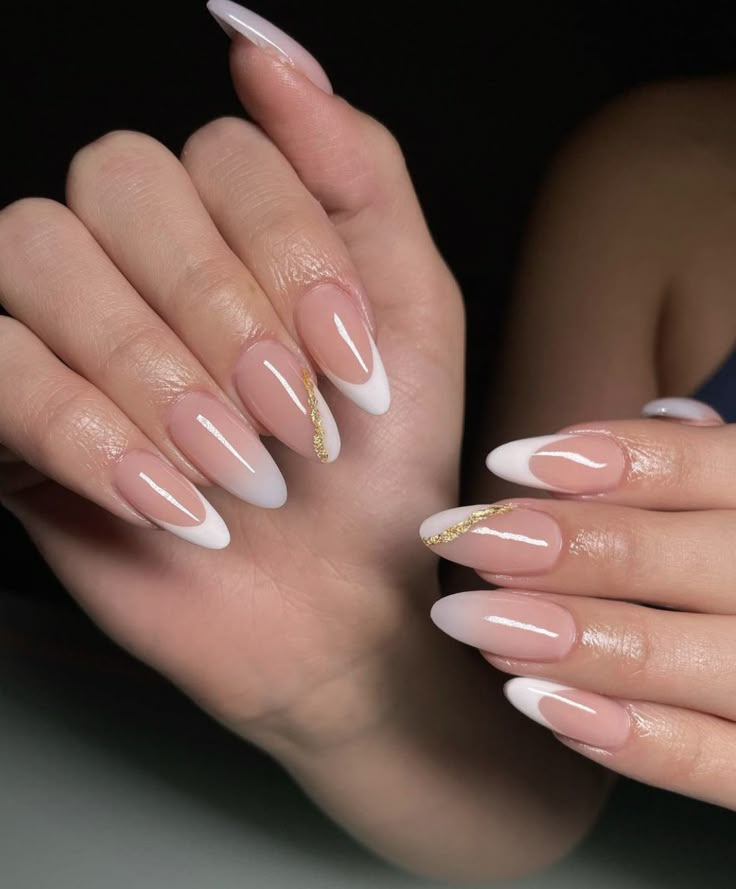 French X Ombre Gelish Nails With Gold Foil
