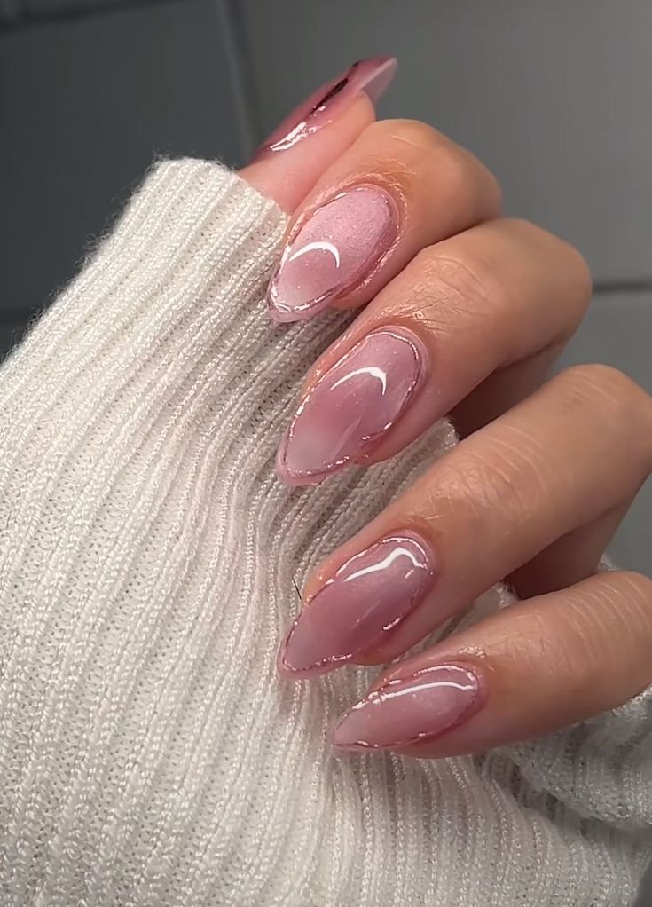 Pinkish Cat Eye W Pink Chrome Nails