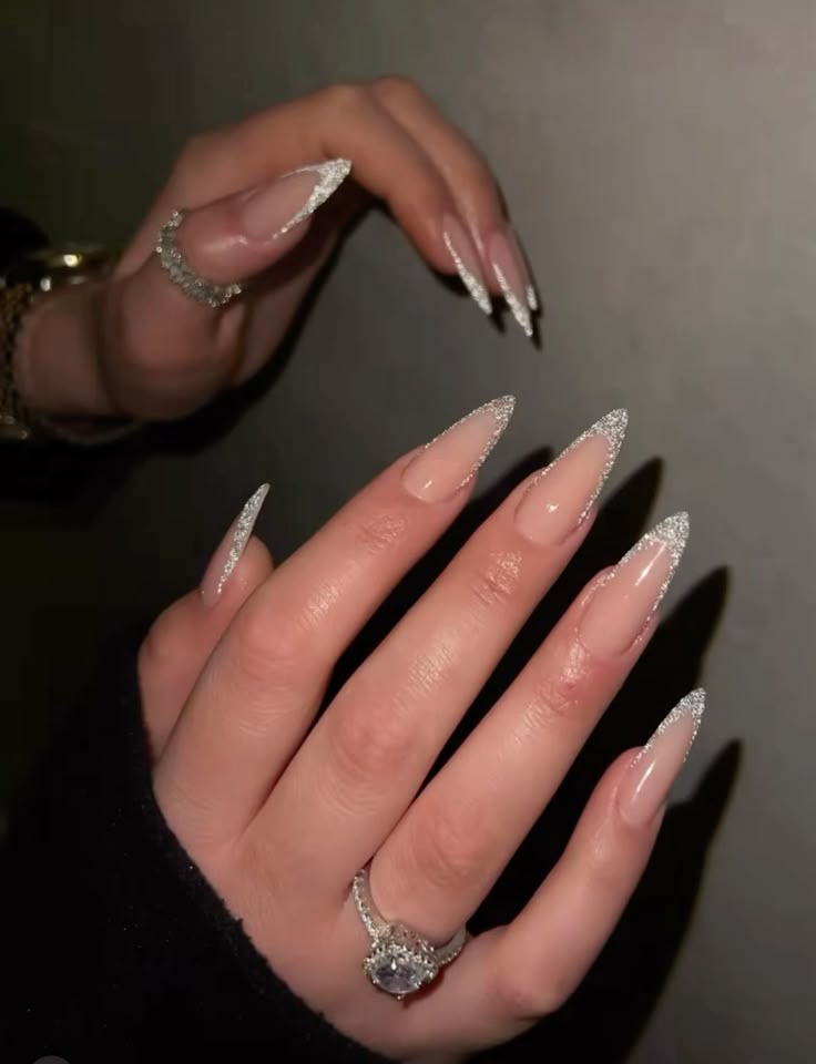Flash Glitter French Nail Tips