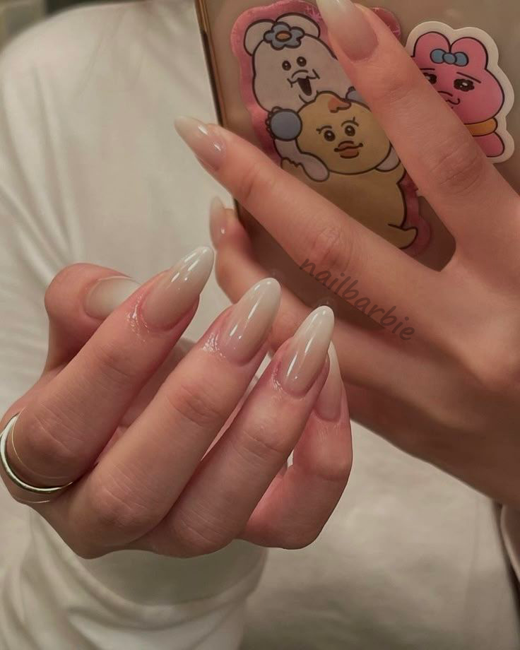 Beige Nude Ombre French Nails