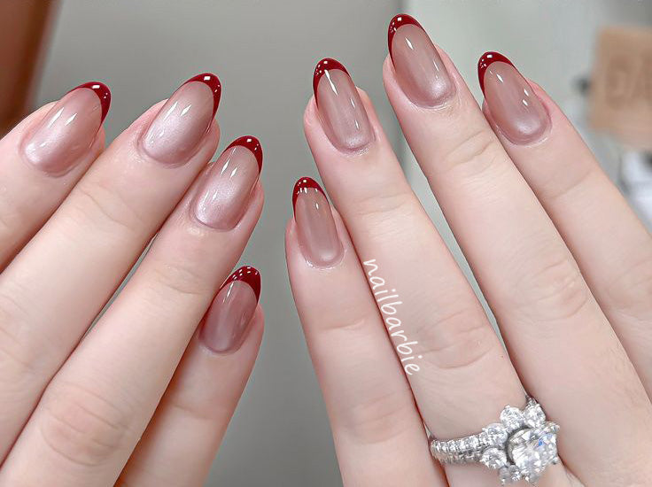 Cat Eye Base Red French Tips