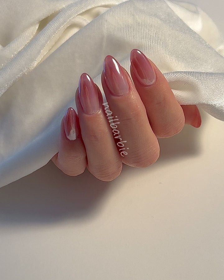 Dusty Rose French Ombre Pearl Glazed Nails