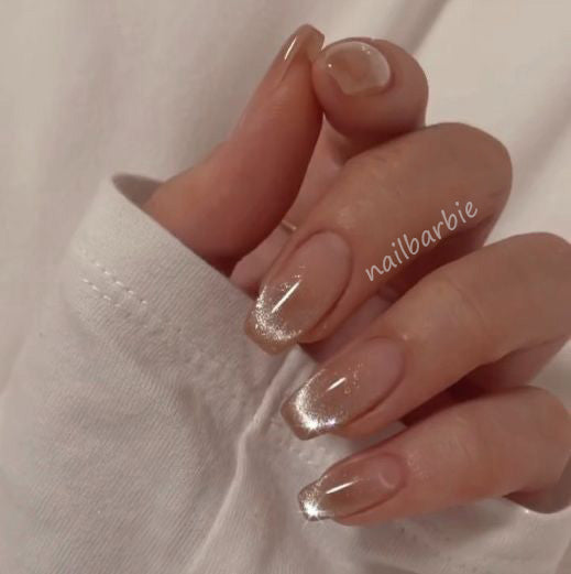 Greyish Cat Eye French Effect Tips