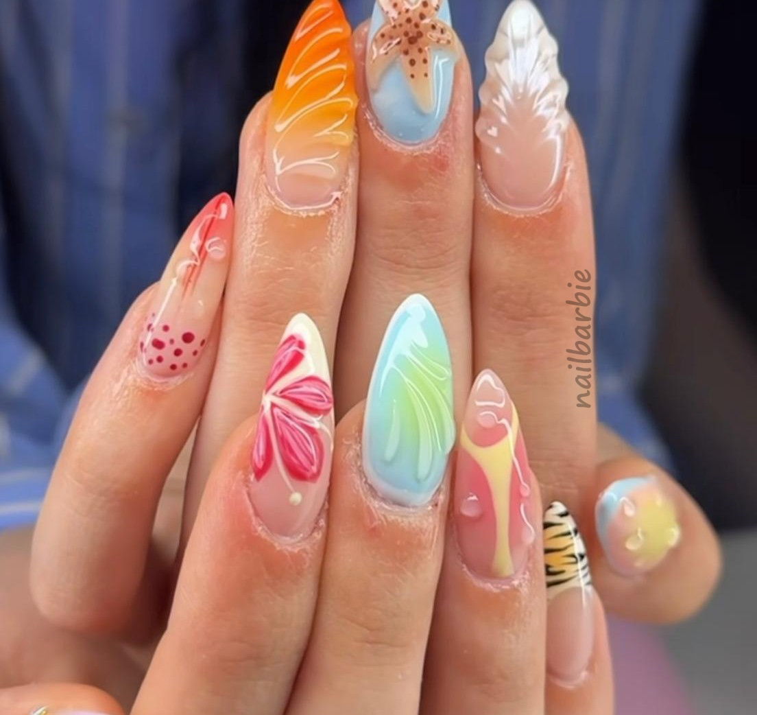Ocean Inspired 3D Nails