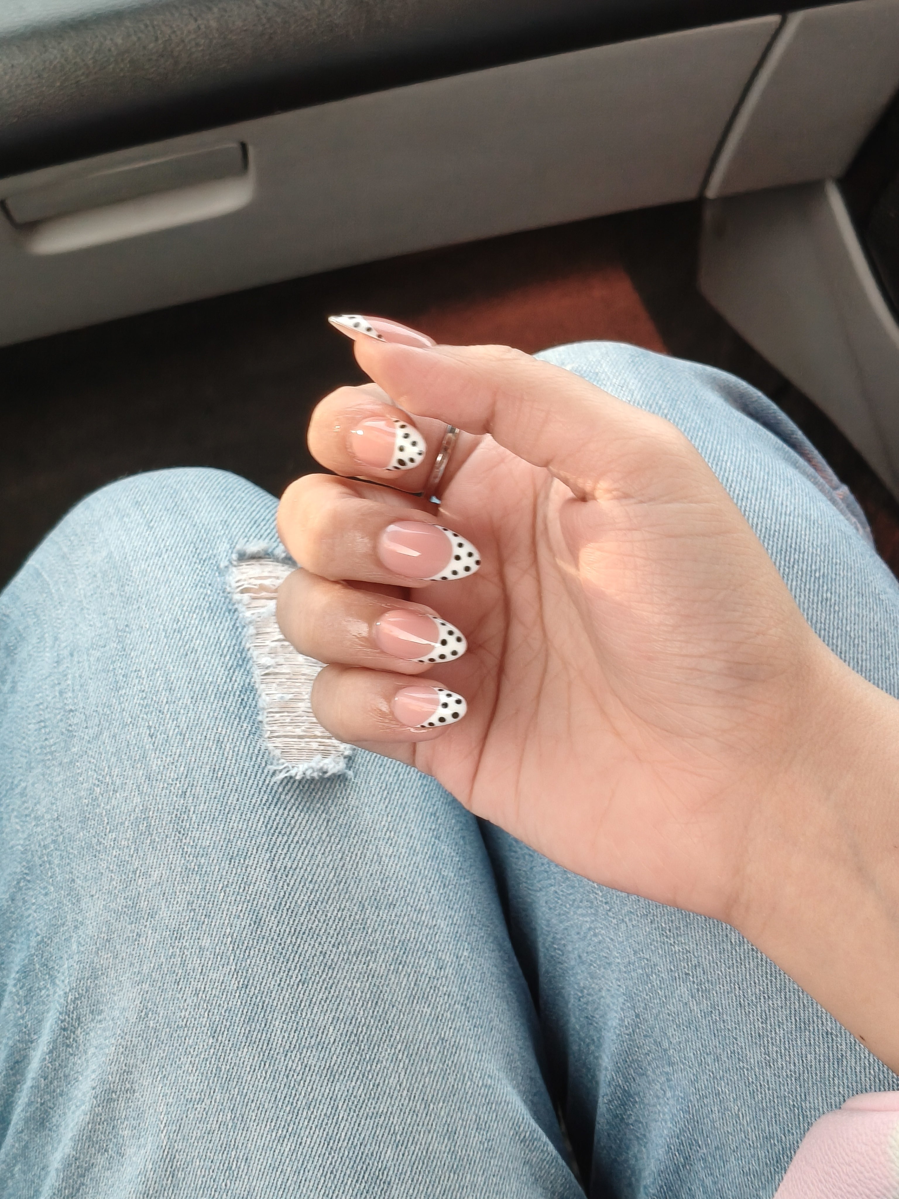 White French Tips Polka Dot Nails