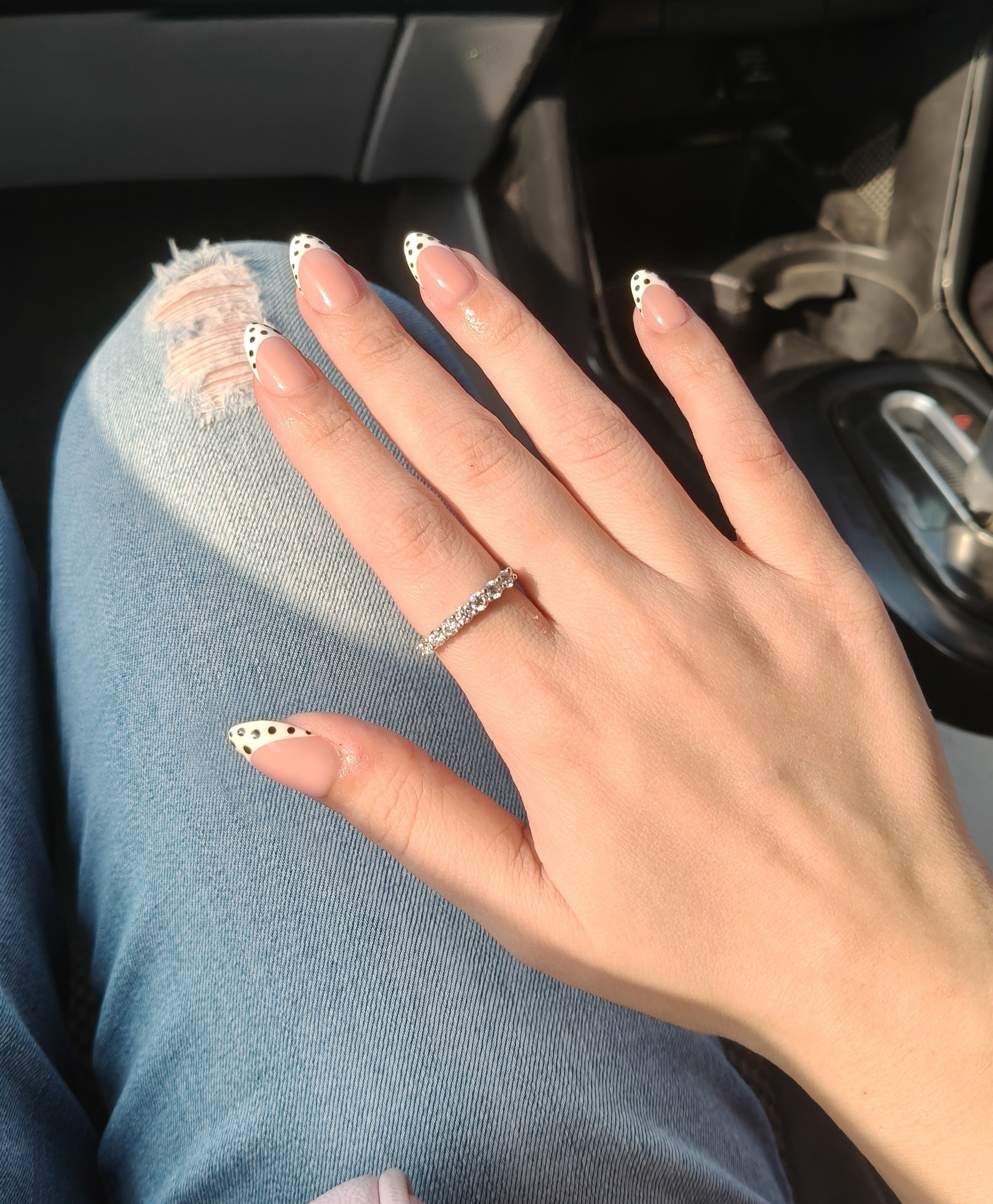 White French Tips Polka Dot Nails