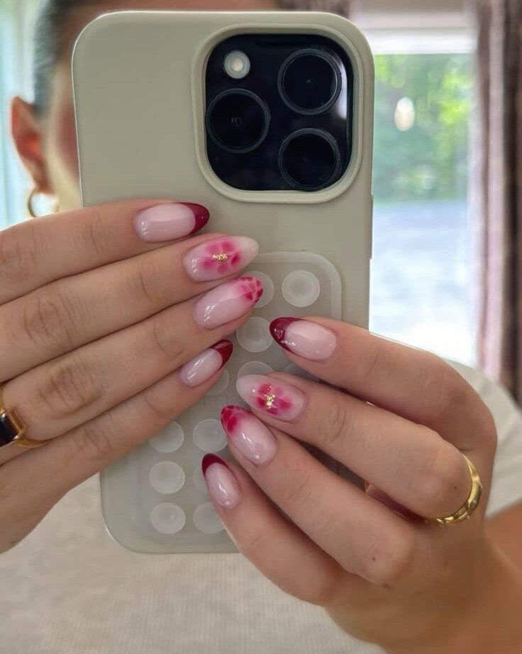 Cherry Red Abstract Nails