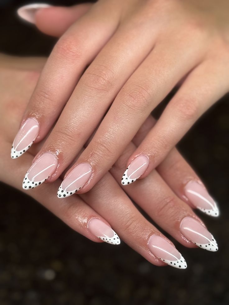 White French Tips Polka Dot Nails
