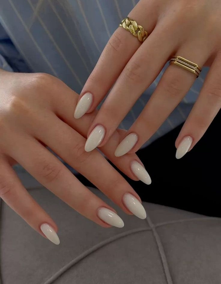 Milky White Gel Nails