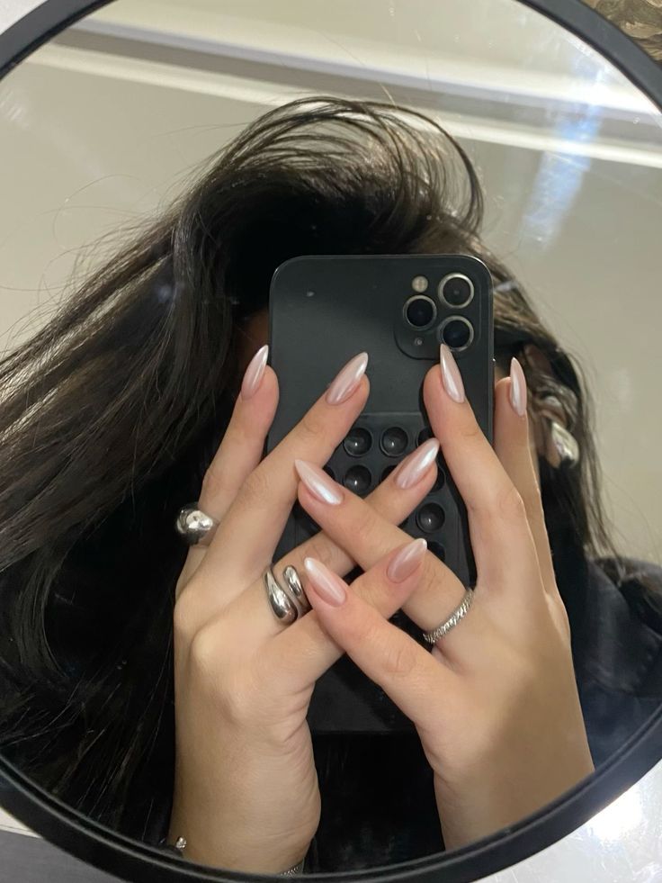 Old Money Glazed Chrome Nails