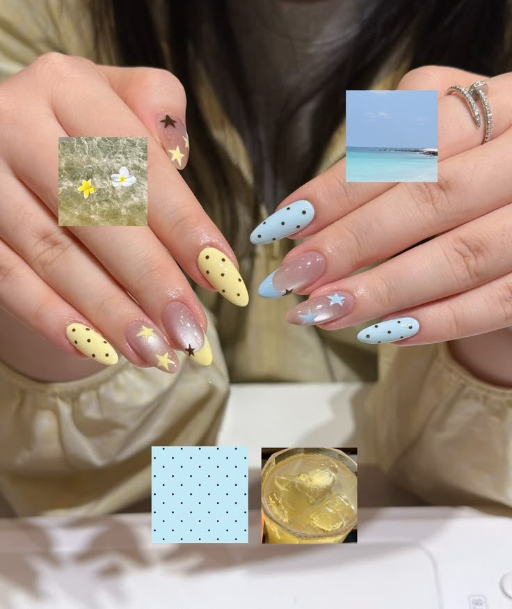 Glass Cat Eye Nails With Summer Vibes