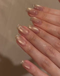 Nude Cat Eye Base With Holo Glitter Tips
