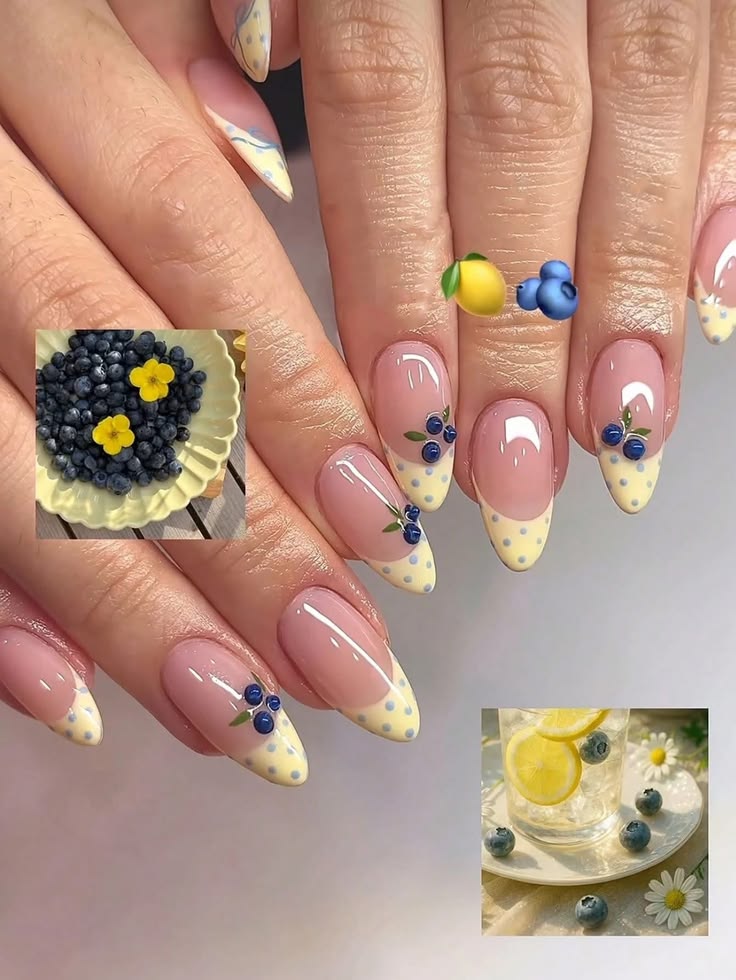 3D Blueberry Nails Summer Inspired
