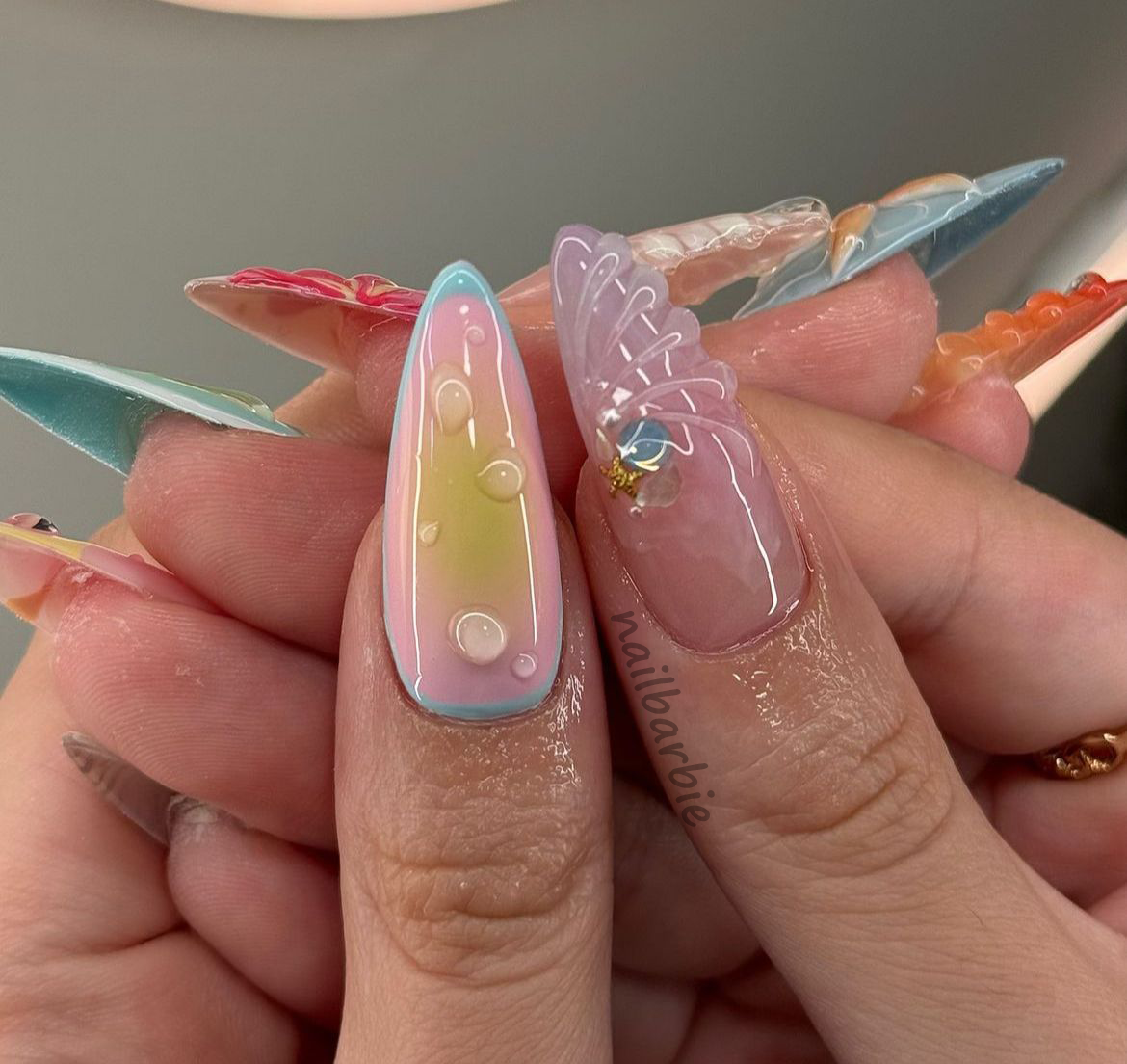 Ocean Inspired 3D Nails