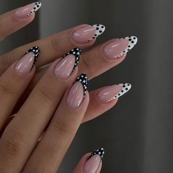 White & Black French Polka Dots