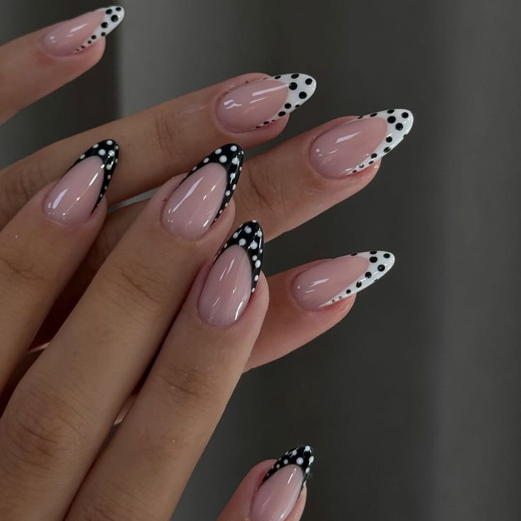 White & Black French Polka Dots