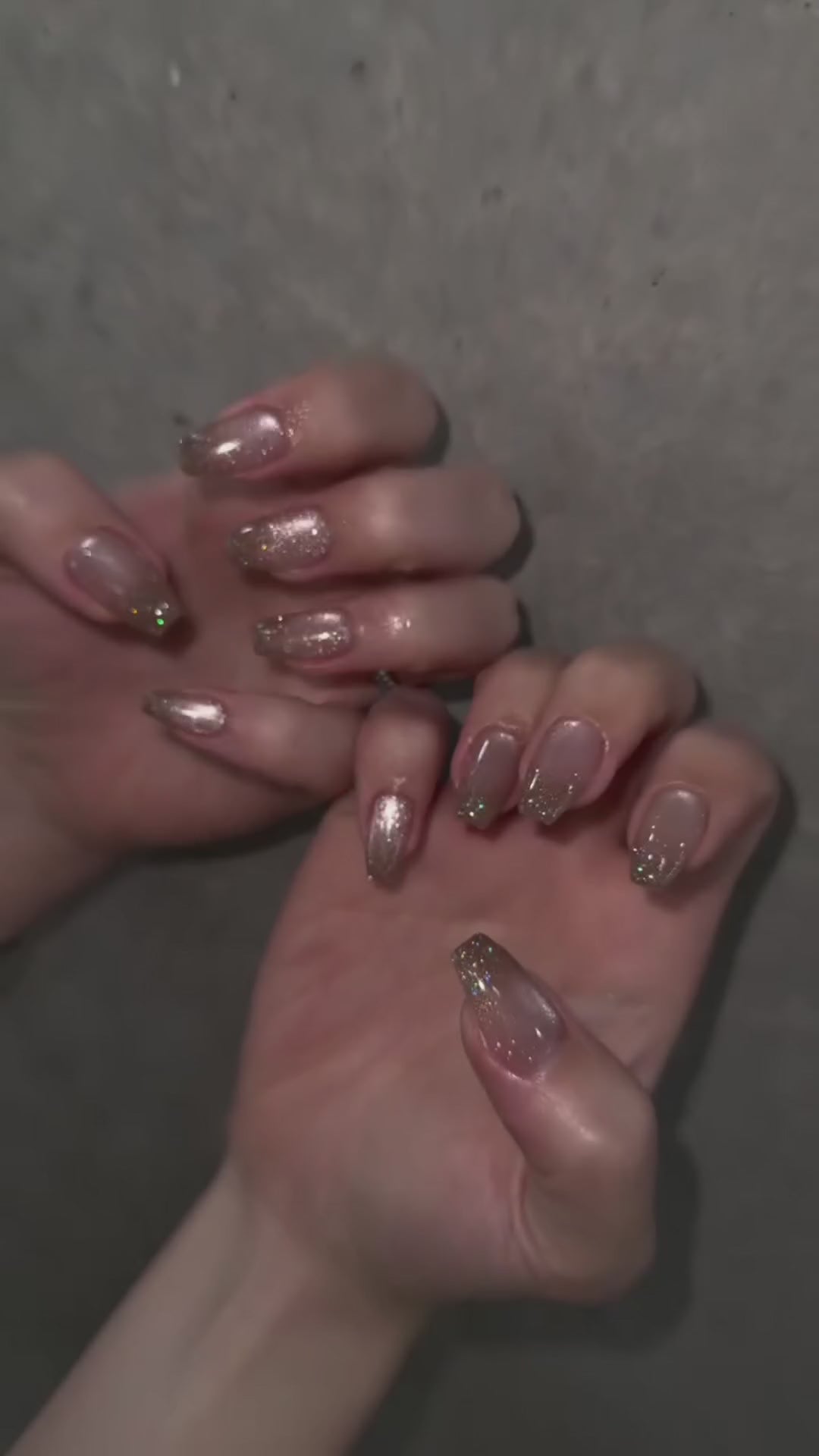 Cat Base With Ombre Glitter Tips
