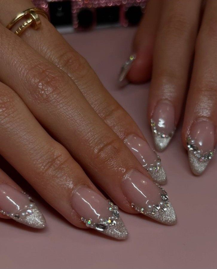 Silver Cat Eye Tips with Swarovskis