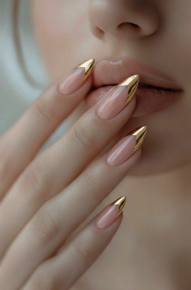 Gold Chrome French Tips