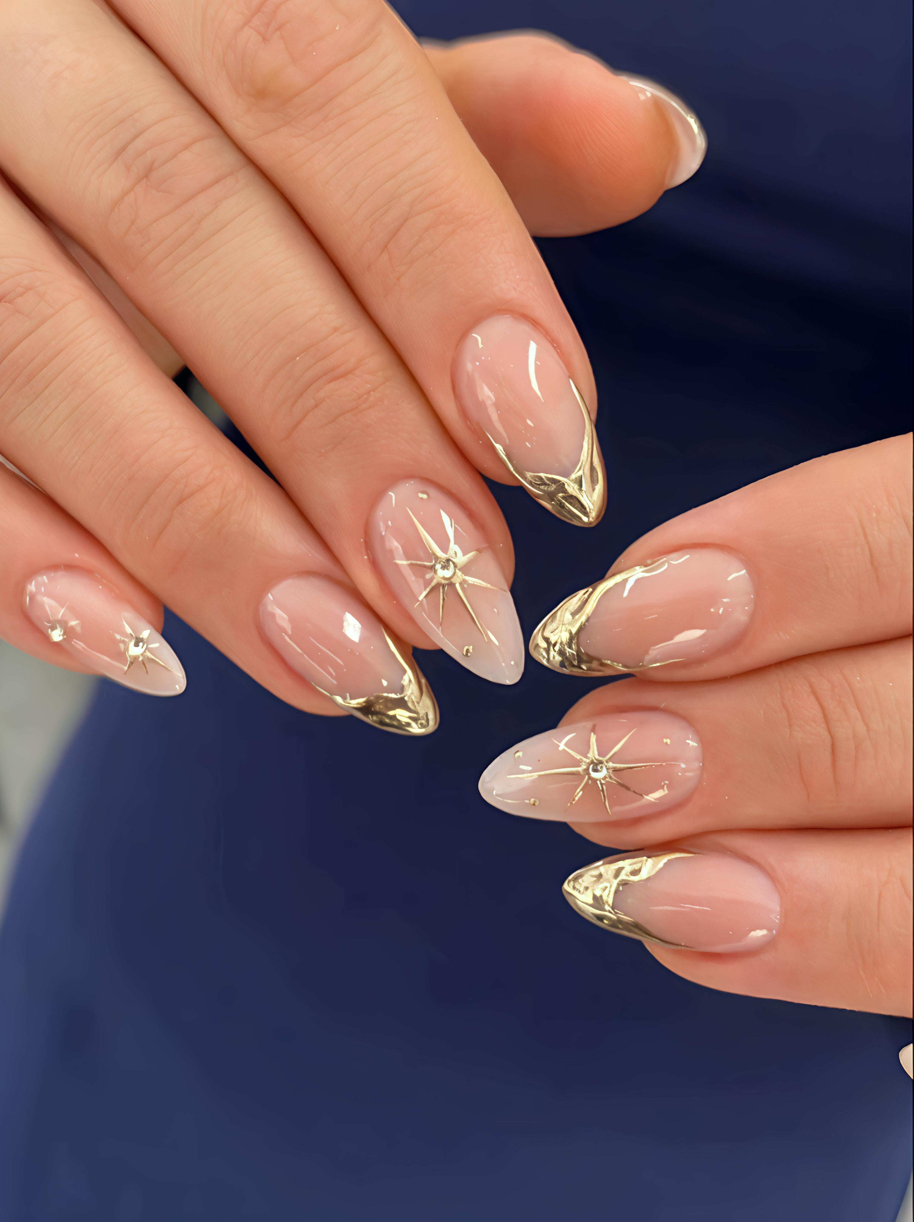 Chrome Abstract Bridal Nails